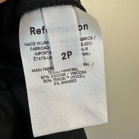 Reformation Straight Leg Pants Women's Size 2P Sustainable Stretch Cropped Black - Picture 6 of 6